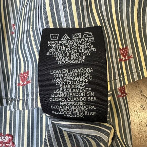 THE FRESHLY LAUNDERED SHIRT by ROBERT GRAHAM Blue Pinstriped Cotton - Picture 9 of 11